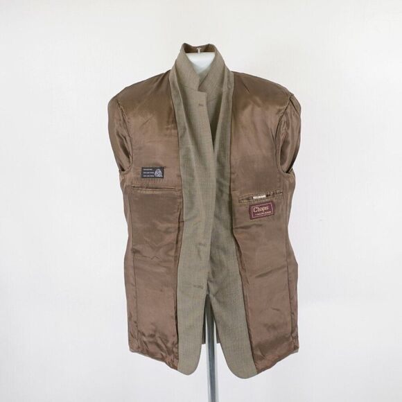 Chaps Ralph Lauren Wool Tan Gray Birdseye Check 40R 2 Button Sport Coat / Blazer - Picture 11 of 13